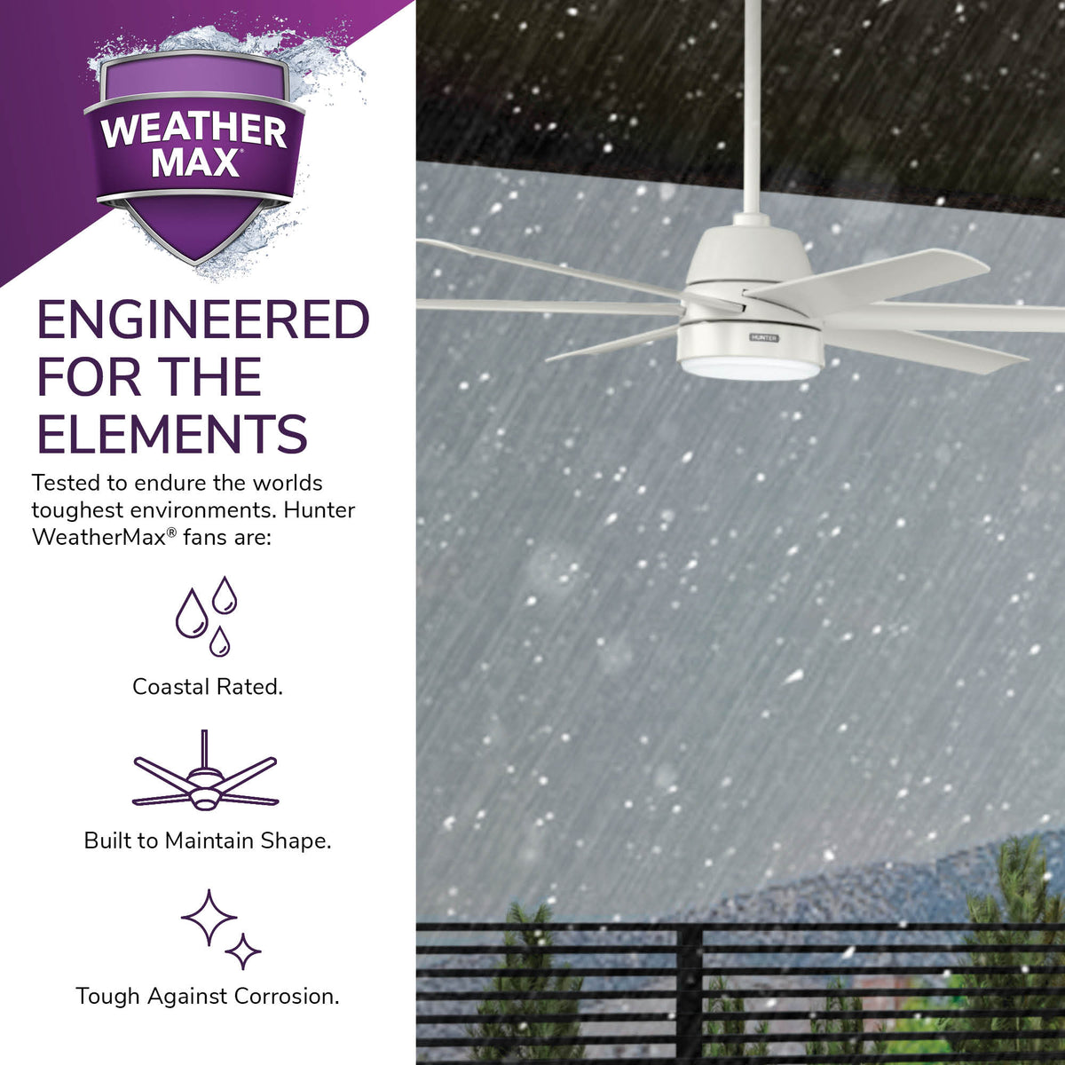 60 inch Skysail ENERGY STAR® Fresh White WeatherMax Indoor / Outdoor Ceiling Fan with LED Light Kit and Wall Control
