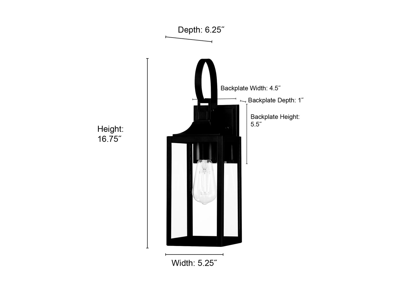 5.25'' Halston Powder Coated Black 1 Light Lantern