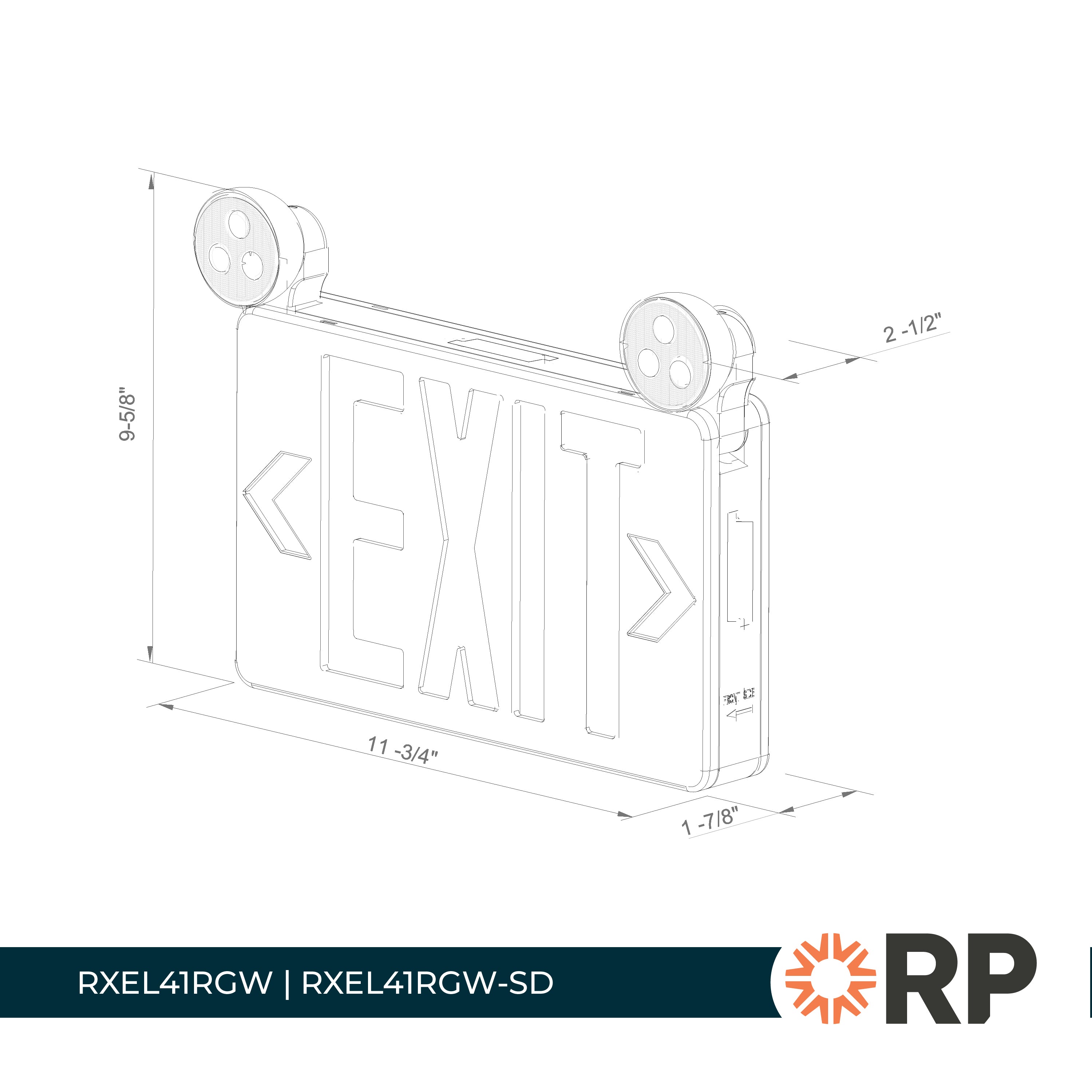 11.75-inch White Exit and Emergency Combo Light with 2.2W Output and 120-277V Input