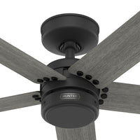 52 inch Burton Matte Black Damp Rated Ceiling Fan and Wall Control