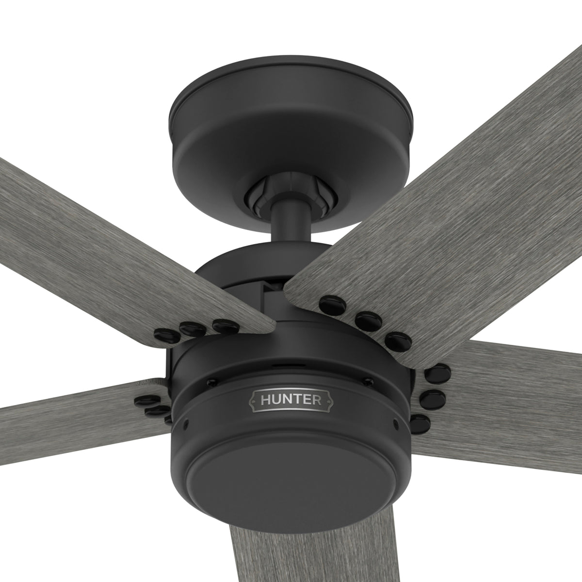 52 inch Burton Matte Black Damp Rated Ceiling Fan and Wall Control