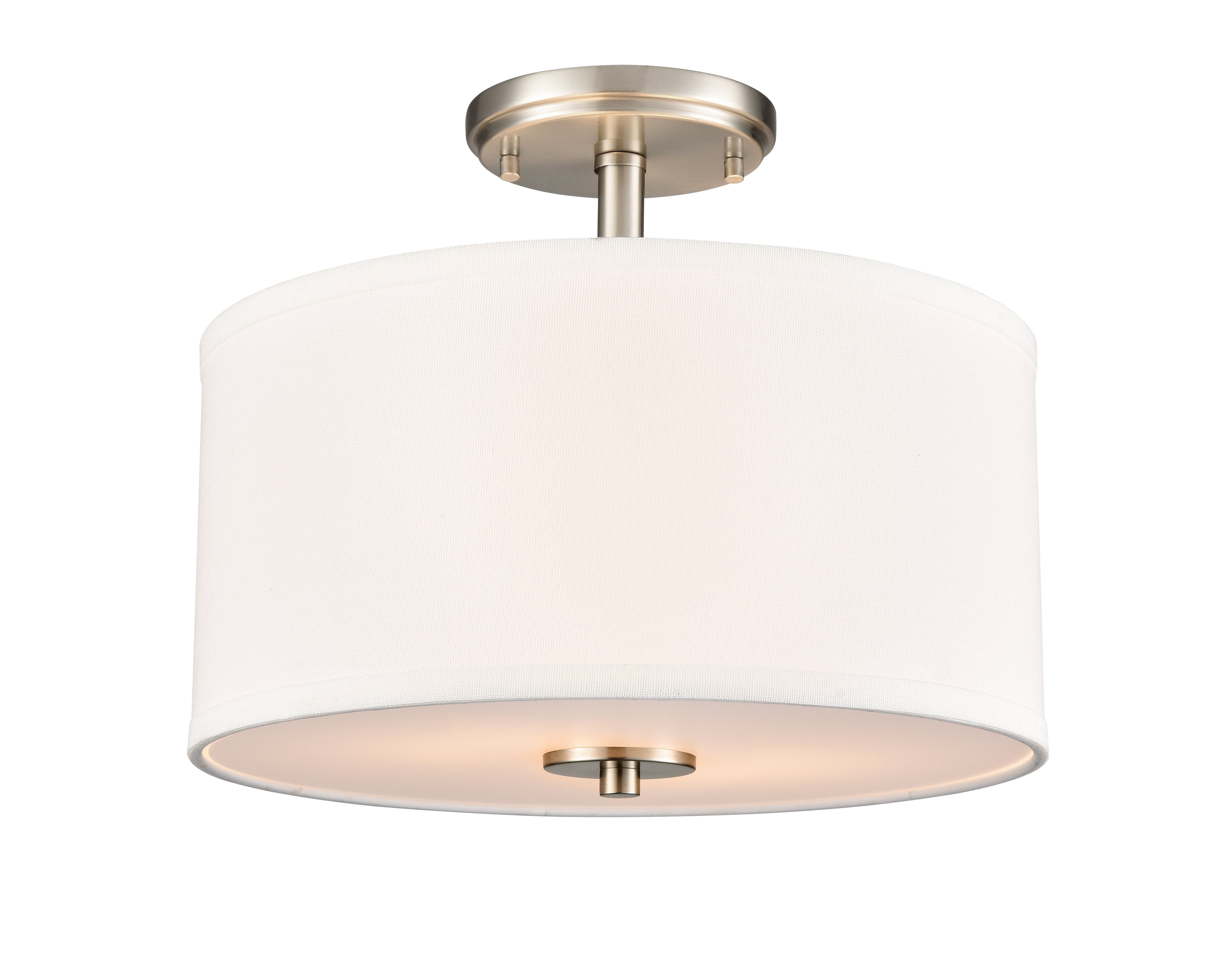 10.5'' Guyten Brushed NickelWhite 2 Light Semi-Flush Mount