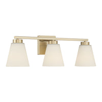22-inch Strayhan Modern Gold 3-Light White Frosted Glass Bathroom Vanity Light