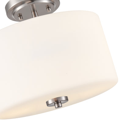10'' Verlana Brushed NickelEtched Opal 2 Light Semi-Flush Mount