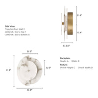 Opaline Crest 8-inch 1-light Cast Alabaster and Luxe Gold 2500K LED Wall Sconce with Cast Alabaster Resin Shade
