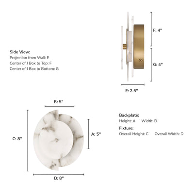 Opaline Crest 8-inch 1-light Cast Alabaster and Luxe Gold 2500K LED Wall Sconce with Cast Alabaster Resin Shade