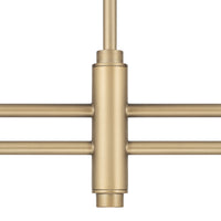 Camelia Stem 53-inch 2-light Luxe Gold and Off White Linen Linear Chandelier with White Linen Fabric Shade