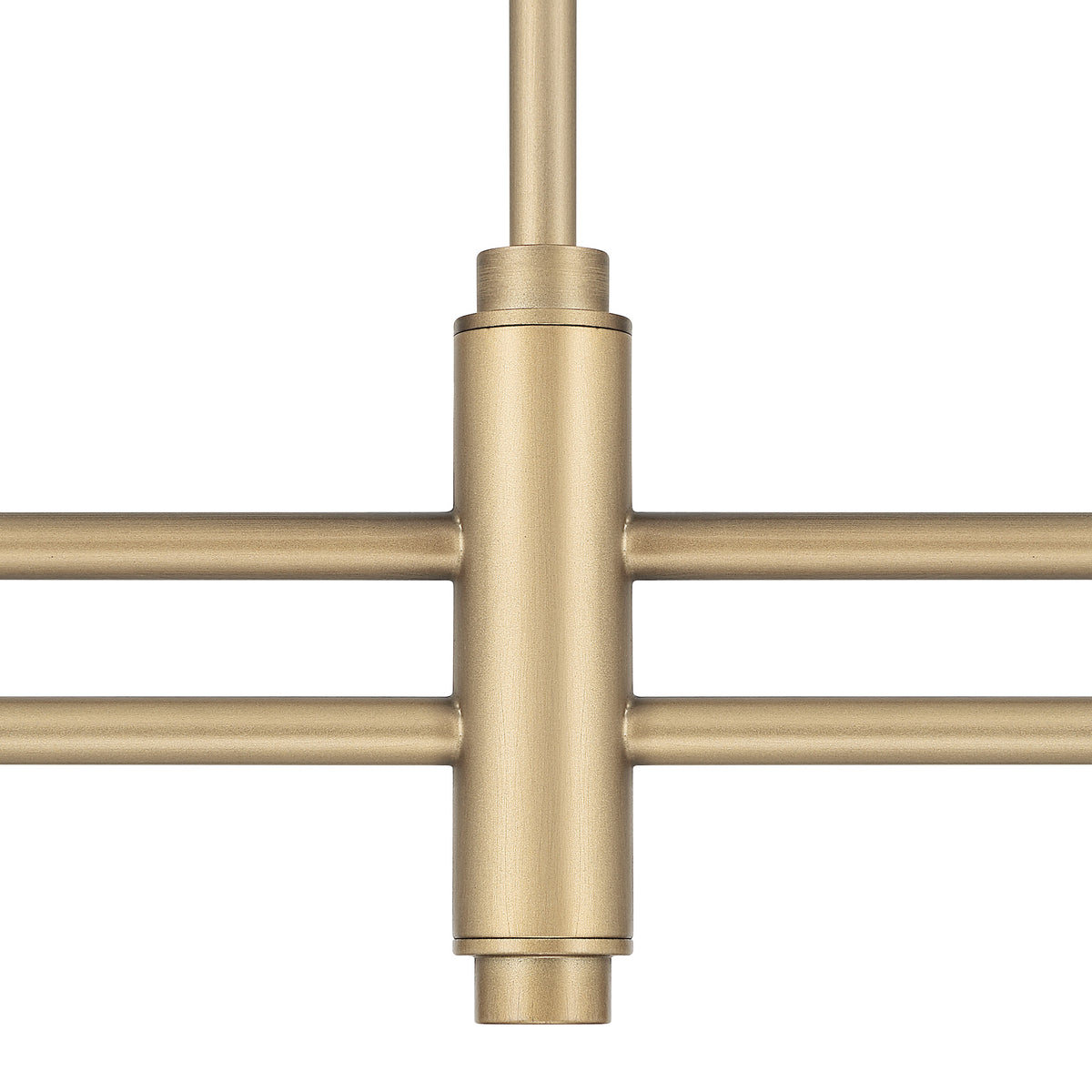 Camelia Stem 53-inch 2-light Luxe Gold and Off White Linen Linear Chandelier with White Linen Fabric Shade