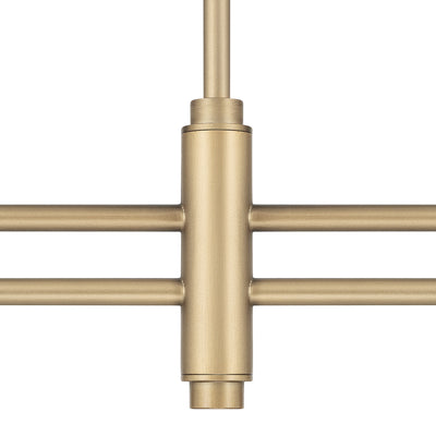 Camelia Stem 53-inch 2-light Luxe Gold and Off White Linen Linear Chandelier with White Linen Fabric Shade