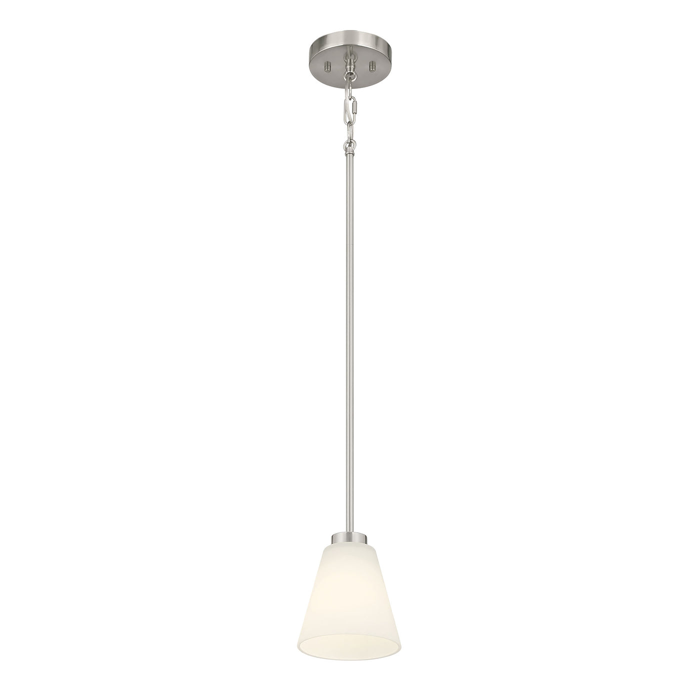 5.75-inch Strayhan Brushed Nickel 1-Light White Frosted Glass Pendant Light