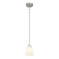 5.75-inch Strayhan Brushed Nickel 1-Light White Frosted Glass Pendant Light