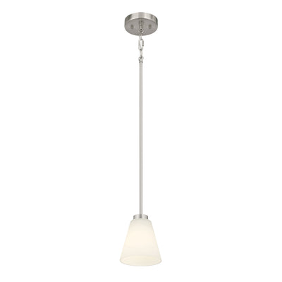 5.75-inch Strayhan Brushed Nickel 1-Light White Frosted Glass Pendant Light