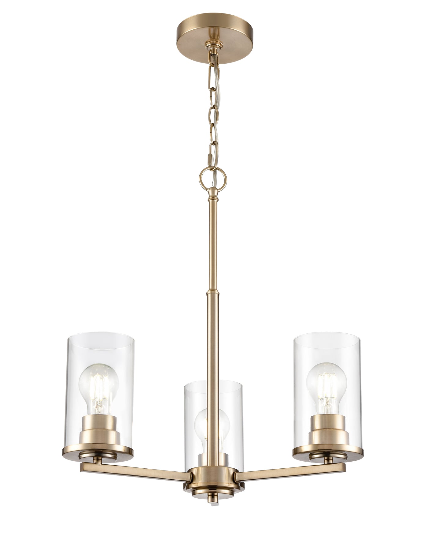 19-inch Verlana Modern Gold 3-Light Clear Glass Chandelier