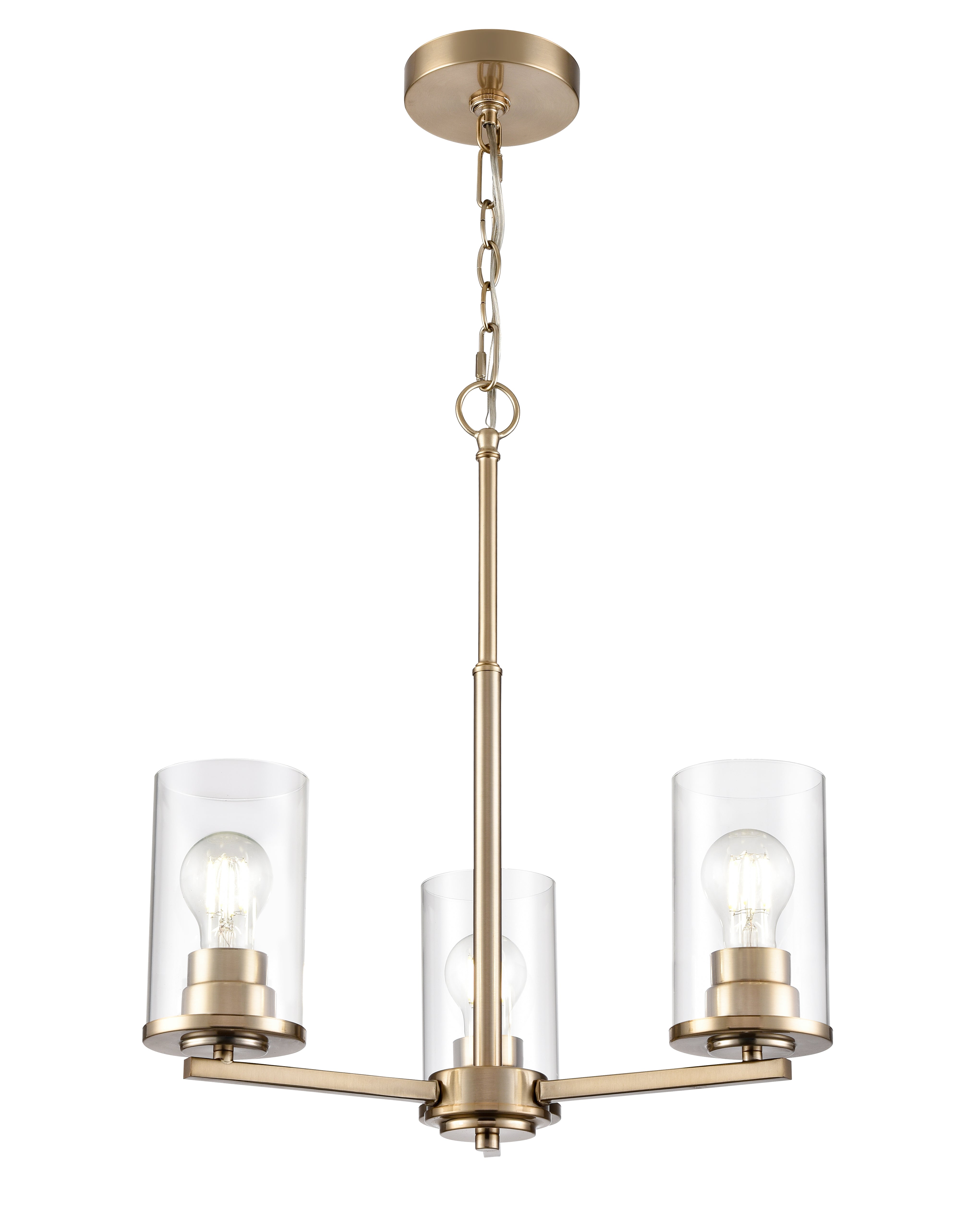 19-inch Verlana Modern Gold 3-Light Clear Glass Chandelier