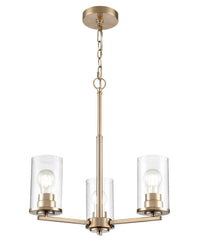 19-inch Verlana Modern Gold 3-Light Clear Glass Chandelier