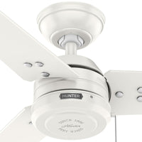 36 inch Cassius Fresh White Damp Rated Ceiling Fan and Pull Chain