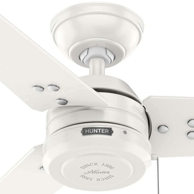 36 inch Cassius Fresh White Damp Rated Ceiling Fan and Pull Chain