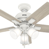 44 inch Crystal Peak Matte White Ceiling Fan with LED Light Kit and Pull Chain