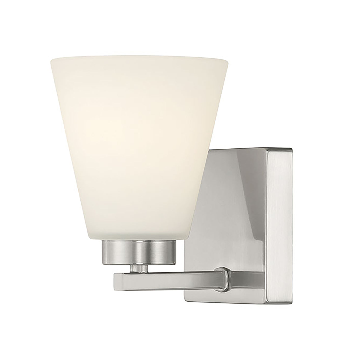 6.75-inch Strayhan Brushed Nickel 1-Light White Frosted Glass Wall Sconce