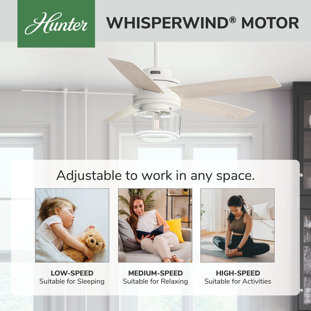 52 inch Margo Textured White Ceiling Fan with LED Light Kit and Handheld Remote
