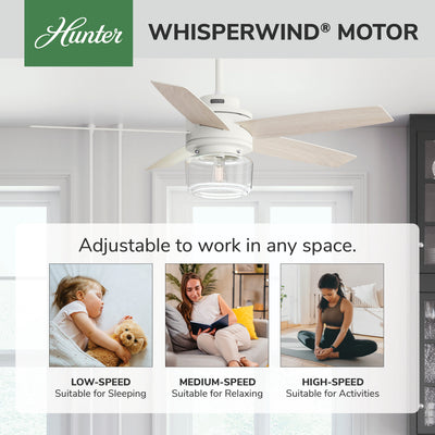 52 inch Margo Textured White Ceiling Fan with LED Light Kit and Handheld Remote