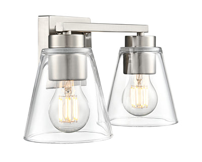 13-inch Strayhan Brushed Nickel 2-Light Clear Glass Bathroom Vanity Light