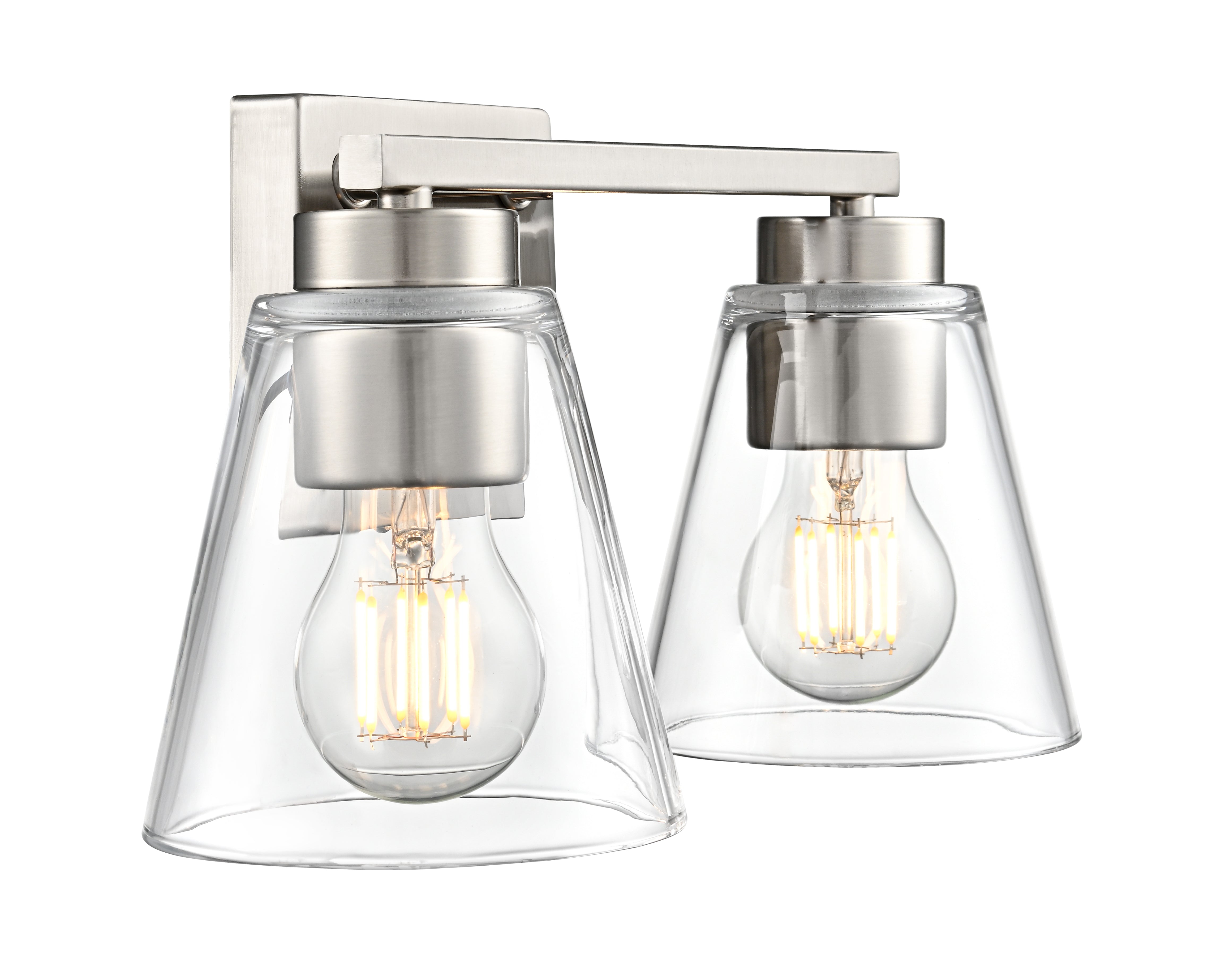 13-inch Strayhan Brushed Nickel 2-Light Clear Glass Bathroom Vanity Light