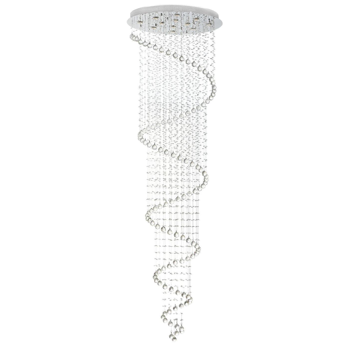 Spiral 12 Light Chrome Chandelier With Clear Crystal Design