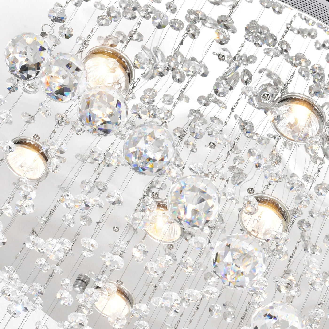 Spiral 6 Light Chrome Chandelier with Crystal Accents