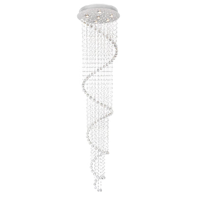 Spiral 6 Light Chrome Chandelier with Crystal Accents