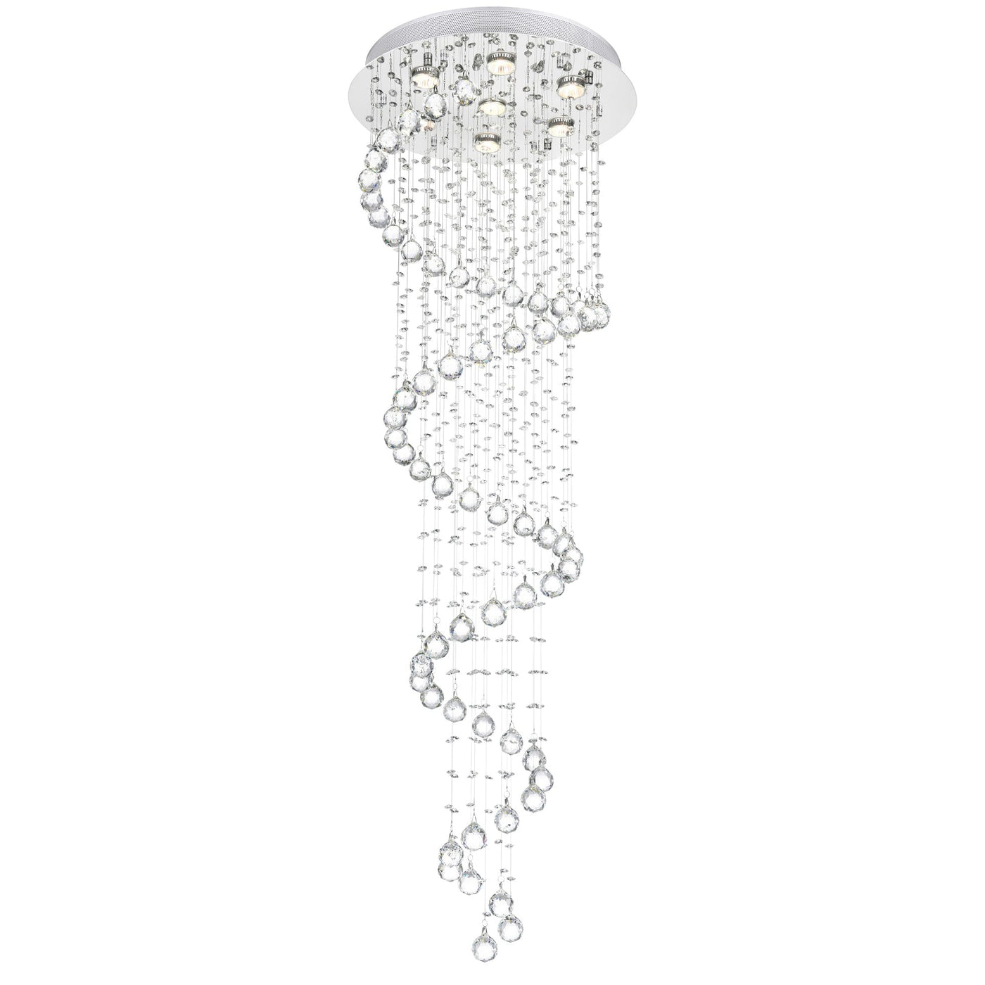 Spiral 7 Light Chrome Chandelier Flush Mount