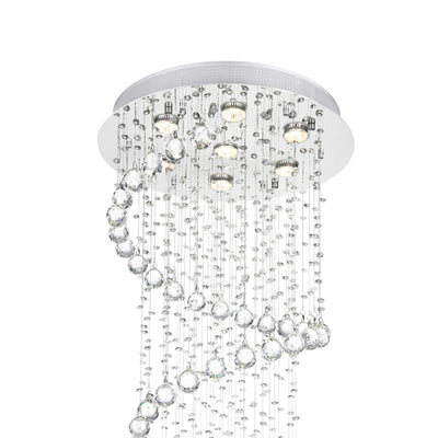 Spiral 7 Light Chrome Chandelier Flush Mount