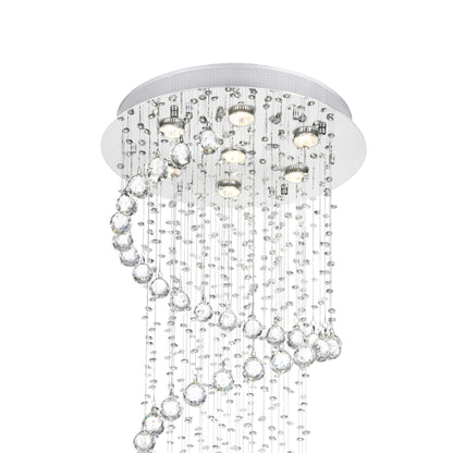 Spiral 7 Light Chrome Chandelier Flush Mount