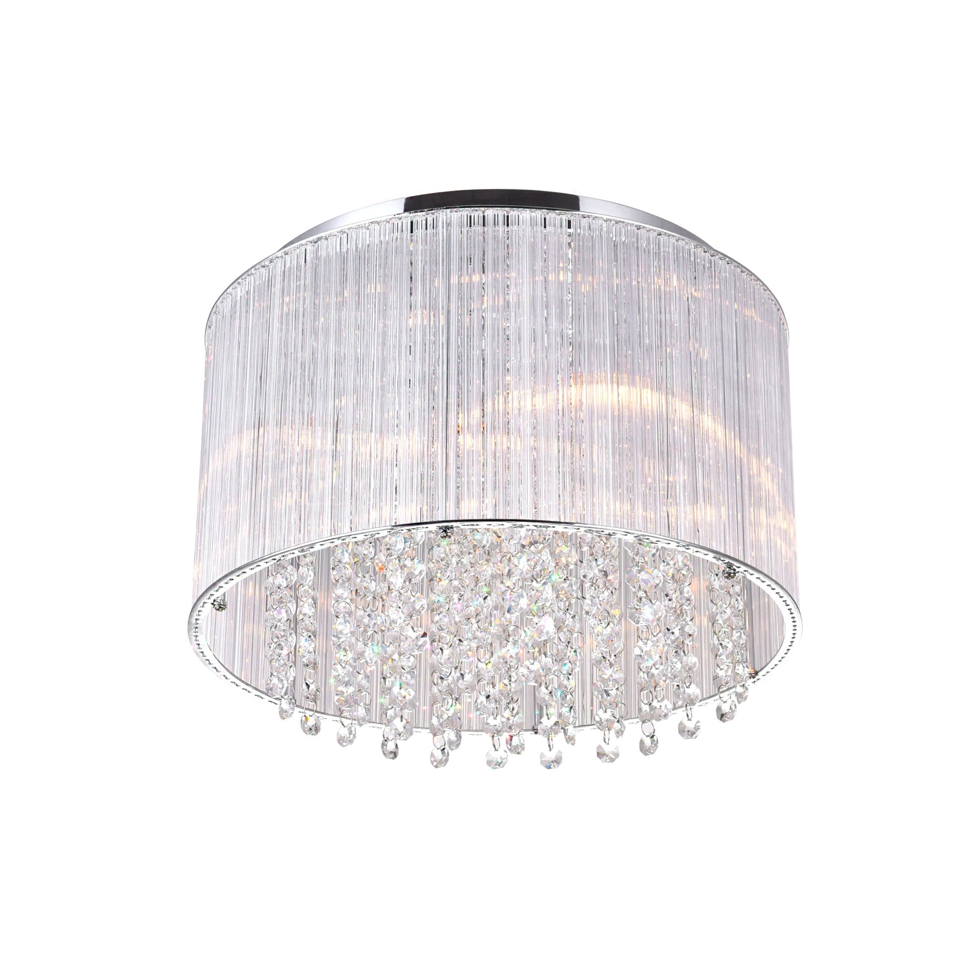 Spring Morning 6 Light Chrome Flush Mount Drum Shade
