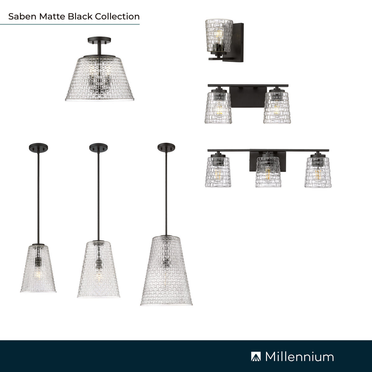 15'' Saben Matte Black 2 Light Bath Vanity
