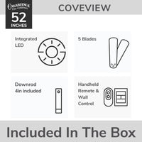 Casablanca 52 inch Coveview ENERGY STAR® Cream Damp Rated Ceiling Fan with LED Light Kit and Wall Control and Handheld Remote