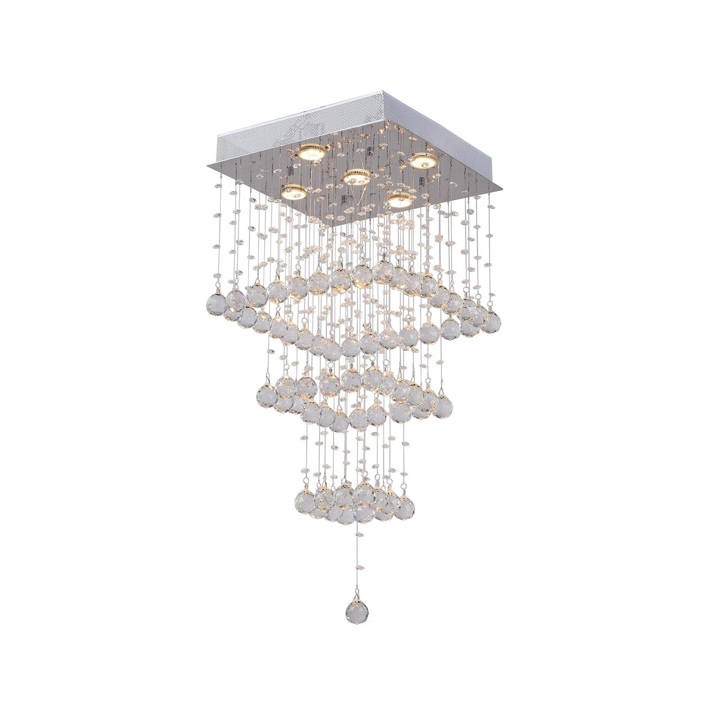 Square 5 Light Chrome Chandelier