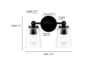 13.5'' Lauryn Matte Black 2 Light Bath Vanity