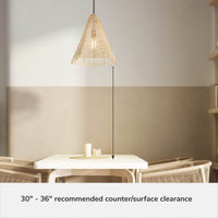 Comet 16-inch 1-light Matte Bronze Pendant with Natural Rattan Shade