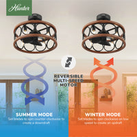 22 inch Haven Fandelier Matte Black Ceiling Fan with Light Kit and Handheld Remote