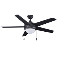 50 Inch Mirage AC Matte Black Indoor Ceiling Fan 5-Blade 2 Lights Reversible