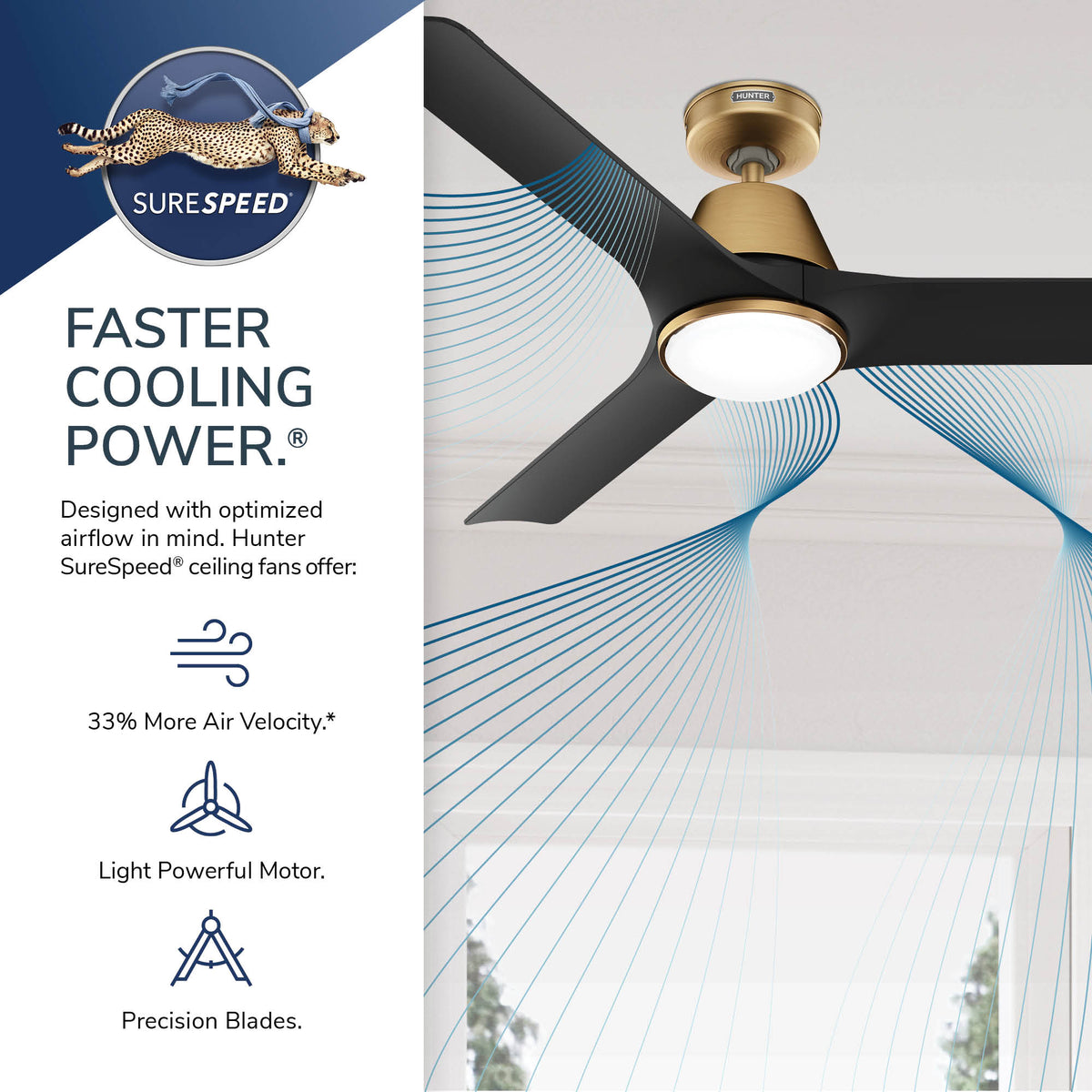 52 inch Aeronaut Wi-Fi ENERGY STAR® Luxe Gold Damp Rated Ceiling Fan with LED Light Kit and Handheld Remote