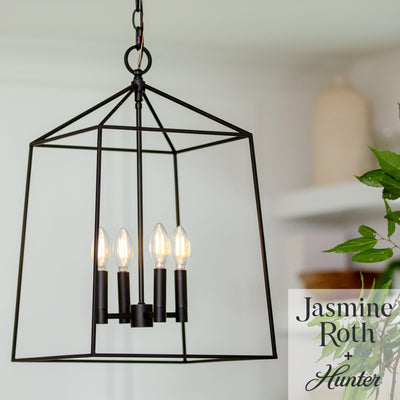 Fair Oaks 13-inch 4-light Matte Black Lantern Pendant