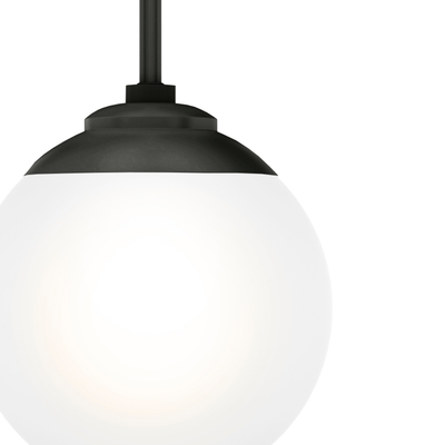 Hepburn 8-inch 1-light Matte Black Globe Pendant with Cased White Glass