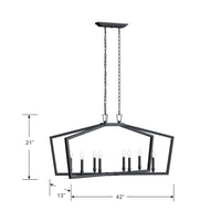 20.75'' Lizabeth Matte Black 8 Light Linear Chandelier