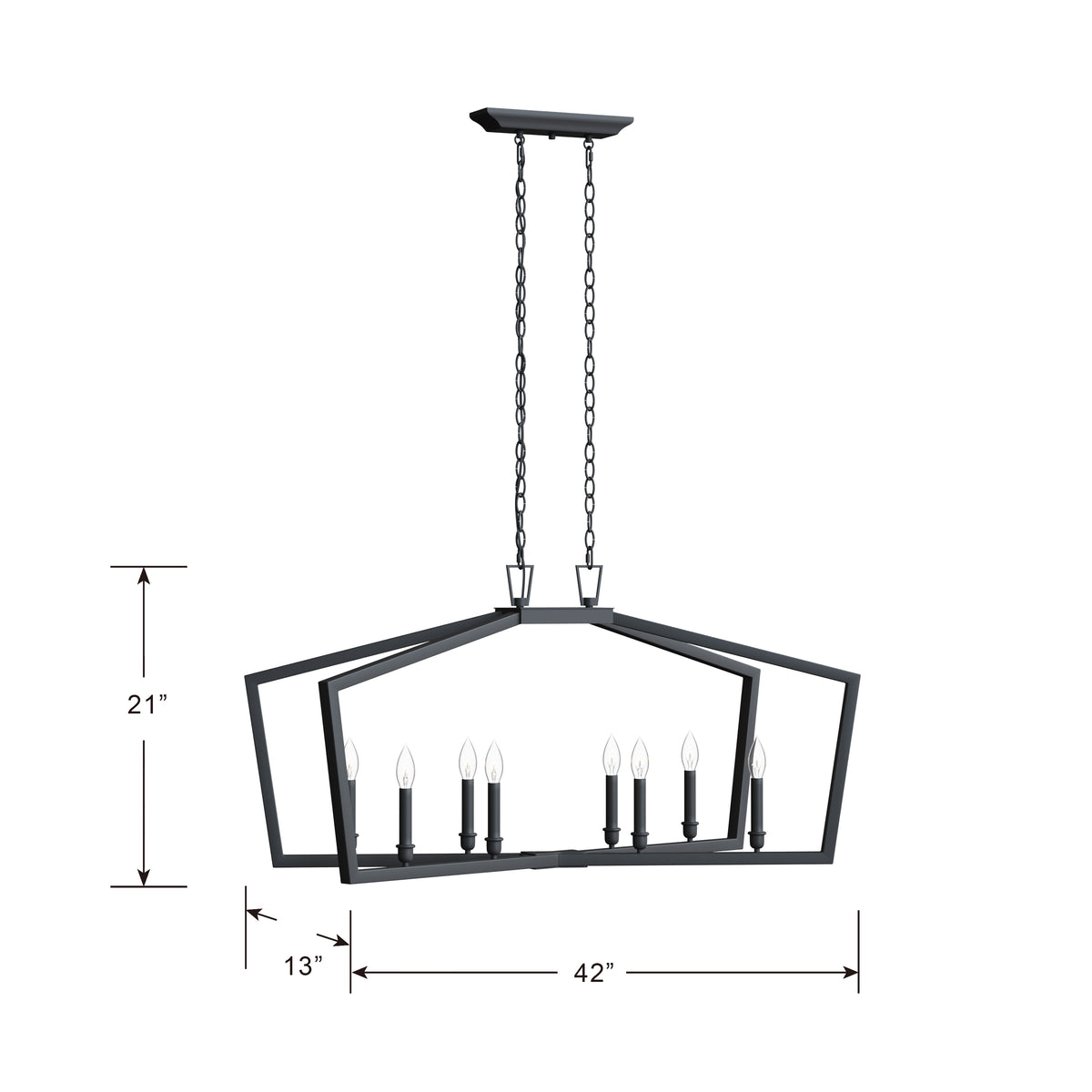 20.75'' Lizabeth Matte Black 8 Light Linear Chandelier