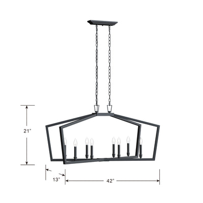 20.75'' Lizabeth Matte Black 8 Light Linear Chandelier