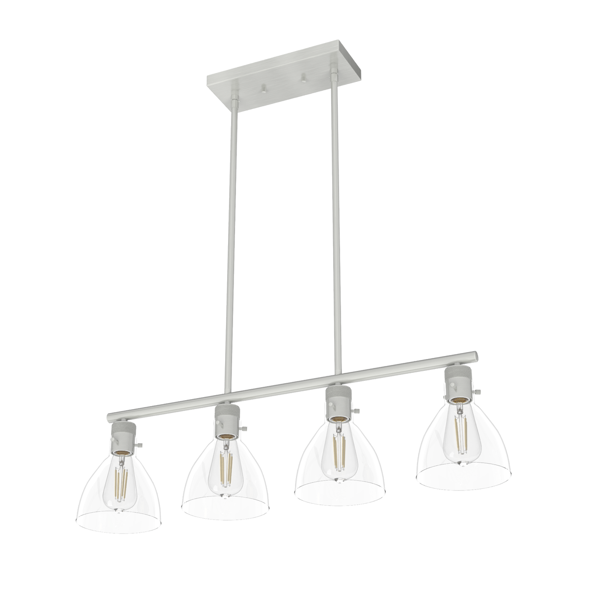 Van Nuys 32-inch 4-light Brushed Nickel Linear Chandelier with Clear Glass