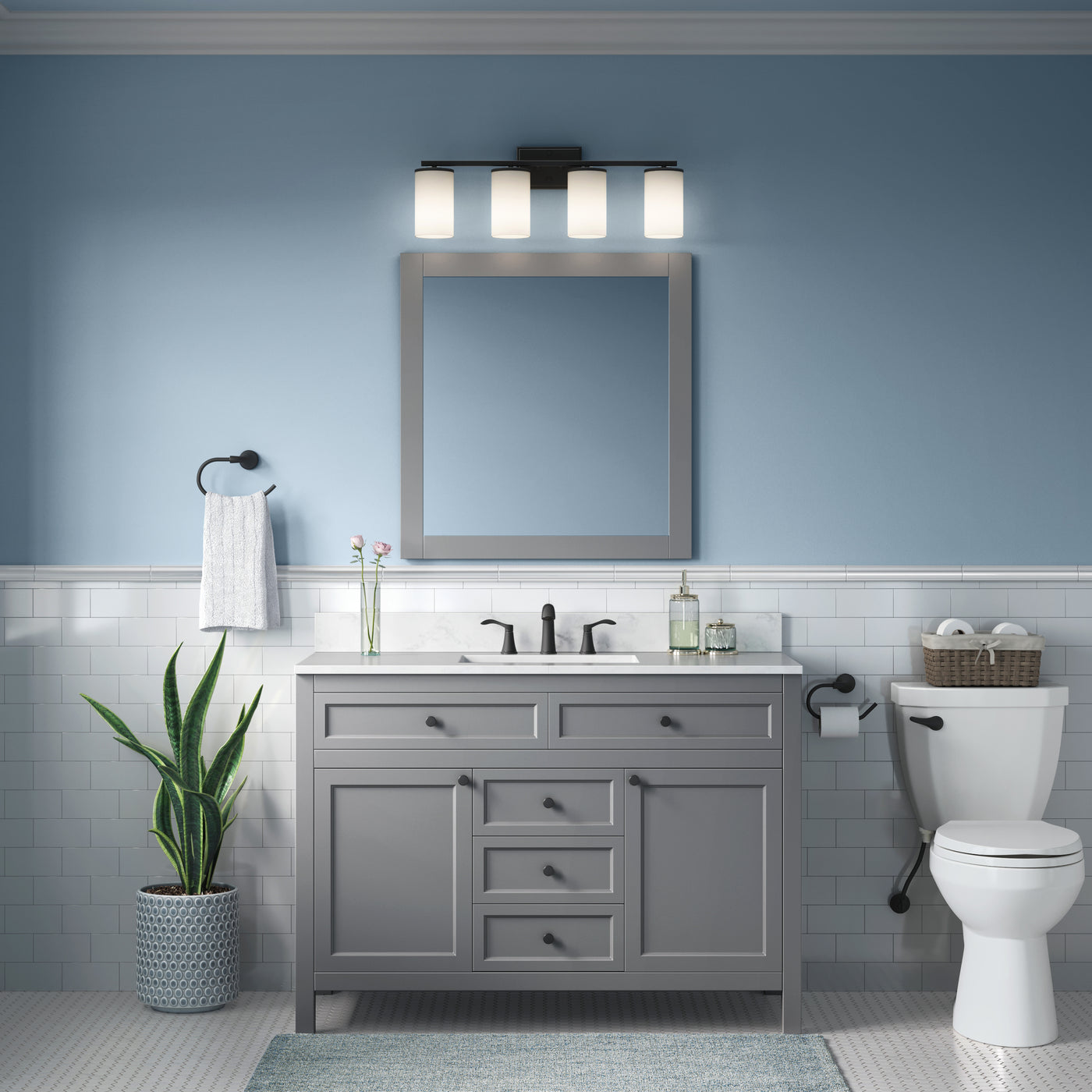 27.75'' Verlana Matte Black 4 Light Bath Vanity