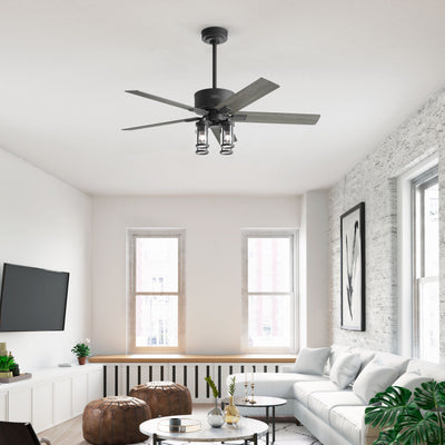 52 inch Astwood II  Matte Black Ceiling Fan with LED Light Kit and Handheld Remote